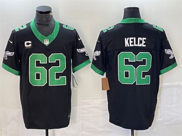 Men's Philadelphia Eagles #62 Jason Kelce Black 2023 F.U.S.E. With 4-Star C Patch Vapor Untouchable Limited Stitched Football Jersey - Custom Name