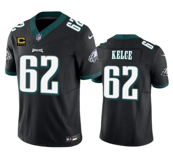 Men's Philadelphia Eagles #62 Jason Kelce Black 2023 F.U.S.E. With 4-Star C Patch Vapor Untouchable Limited Stitched Football Jersey1 - Custom Name