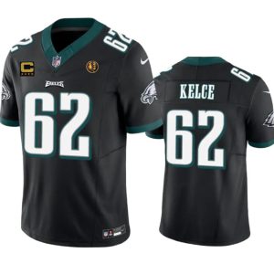 Men's Philadelphia Eagles #62 Jason Kelce Black 2023 F.U.S.E. With 4-star C Patch And John Madden Patch Vapor Limited Stitched Football Jersey - Custom Name