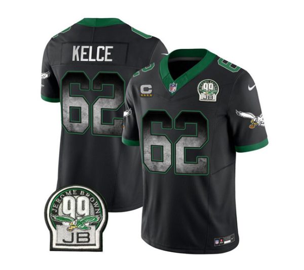 Men's Philadelphia Eagles #62 Jason Kelce Black 2023 F.U.S.E. With 4-star C Patch Throwback Vapor Untouchable Limited Stitched Football Jersey - Custom Name