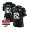 Men's Philadelphia Eagles #62 Jason Kelce Black 2025 Eagles Logo Super Bowl LIX Patch And 4-Star C Patch New F.U.S.E. Vapor Limited Stitched Football Jersey - Custom Name