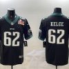 Men's Philadelphia Eagles #62 Jason Kelce Black 2025 Super Bowl LIX Patch Vapor Untouchable Limited Stitched Football Jersey - Custom Name