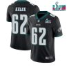 Men's Philadelphia Eagles #62 Jason Kelce Black Super Bowl LVII Patch Vapor Untouchable Limited Stitched Jersey - Custom Name