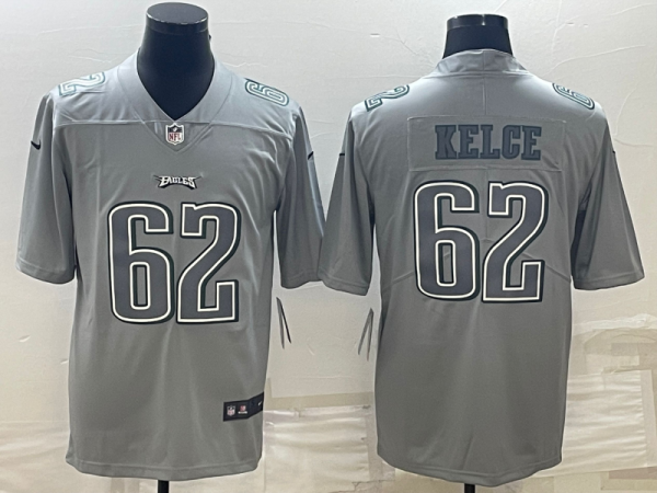 Men's Philadelphia Eagles #62 Jason Kelce Gray Atmosphere Fashion Stitched Jersey - Custom Name