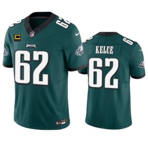 Men's Philadelphia Eagles #62 Jason Kelce Green 2023 F.U.S.E. With 4-Star C Patch Vapor Untouchable Limited Stitched Football Jersey - Custom Name