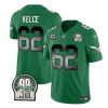 Men's Philadelphia Eagles #62 Jason Kelce Green 2023 F.U.S.E. With 4-star C Patch Throwback Vapor Untouchable Limited Stitched Football Jersey - Custom Name