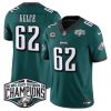 Men's Philadelphia Eagles #62 Jason Kelce Green 2024 NFC East Champions With 4-Star C Patch F.U.S.E. Vapor Untouchable Limited Stitched Football Jersey - Custom Name