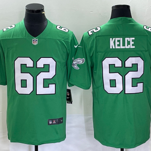 Men's Philadelphia Eagles #62 Jason Kelce Green Stitched Football Jersey - Custom Name