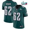 Men's Philadelphia Eagles #62 Jason Kelce Green Super Bowl LVII Patch Vapor Untouchable Limited Stitched Jersey - Custom Name