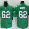Men's Philadelphia Eagles #62 Jason Kelce Green Vapor Limited With C Patch Stitched Football Jersey - Custom Name