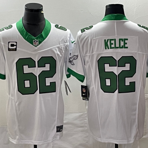 Men's Philadelphia Eagles #62 Jason Kelce White 2023 F.U.S.E. With C Patch Vapor Untouchable Stitched Football Jersey - Custom Name