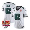 Men's Philadelphia Eagles #62 Jason Kelce White 2025 Eagles Logo Super Bowl LIX Patch And 4-Star C Patch New F.U.S.E. Vapor Limited Stitched Football Jersey - Custom Name