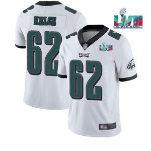 Men's Philadelphia Eagles #62 Jason Kelce White Super Bowl LVII Patch Vapor Untouchable Limited Stitched Jersey - Custom Name