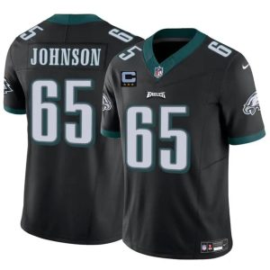 Men's Philadelphia Eagles #65 Lane Johnson Black F.U.S.E With 3-Star C Patch Vapor Untouchable Limited Stitched Football Jersey - Custom Name