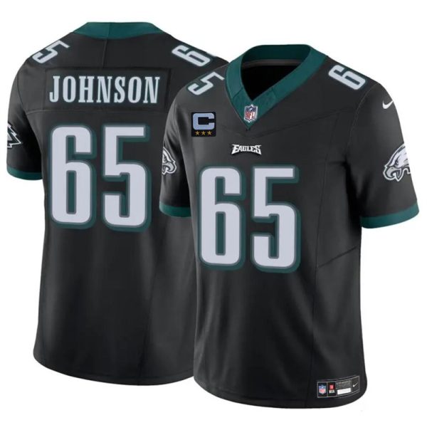 Men's Philadelphia Eagles #65 Lane Johnson Black F.U.S.E With 3-Star C Patch Vapor Untouchable Limited Stitched Football Jersey - Custom Name