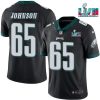 Men's Philadelphia Eagles #65 Lane Johnson Black Super Bowl LVII Patch Vapor Untouchable Limited Stitched Jersey - Custom Name