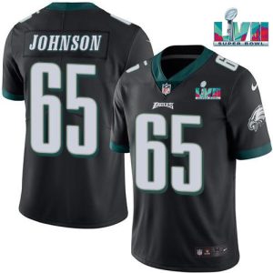 Men's Philadelphia Eagles #65 Lane Johnson Black Super Bowl LVII Patch Vapor Untouchable Limited Stitched Jersey - Custom Name