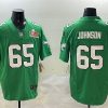 Men's Philadelphia Eagles #65 Lane Johnson Green 2025 Super Bowl LIX Patch F.U.S.E. Throwback Vapor Untouchable Limited Stitched Football Jersey - Custom Name