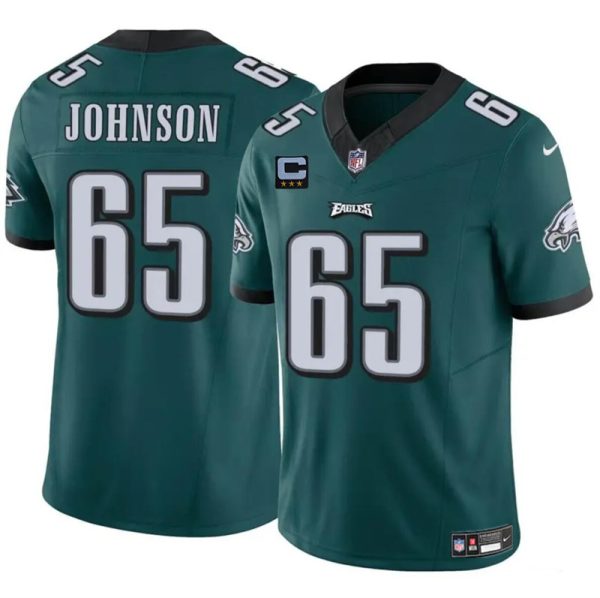 Men's Philadelphia Eagles #65 Lane Johnson Green F.U.S.E With 3-Star C Patch Vapor Untouchable Limited Stitched Football Jersey - Custom Name