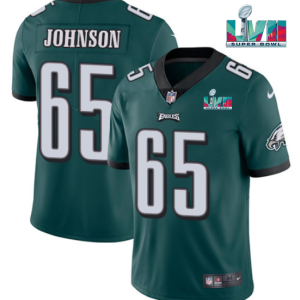 Men's Philadelphia Eagles #65 Lane Johnson Green Super Bowl LVII Patch Vapor Untouchable Limited Stitched Jersey - Custom Name