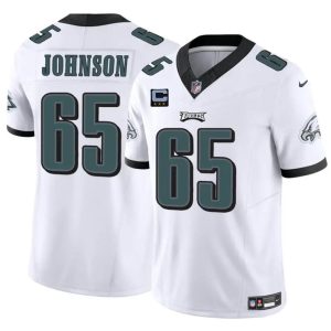 Men's Philadelphia Eagles #65 Lane Johnson White F.U.S.E With 3-Star C Patch Vapor Untouchable Limited Stitched Football Jersey - Custom Name