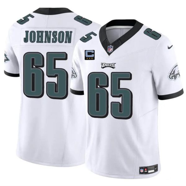 Men's Philadelphia Eagles #65 Lane Johnson White F.U.S.E With 3-Star C Patch Vapor Untouchable Limited Stitched Football Jersey - Custom Name