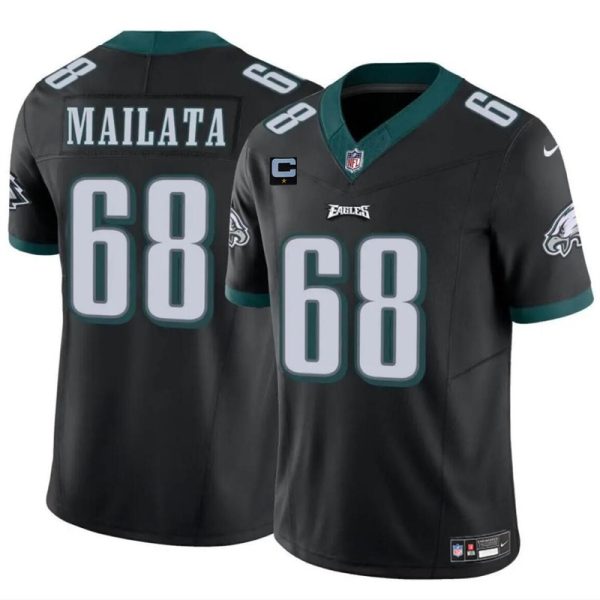 Men's Philadelphia Eagles #68 Jordan Mailata Black F.U.S.E With 1-Star C Patch Vapor Untouchable Limited Stitched Football Jersey - Custom Name