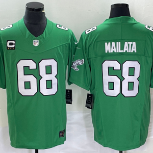 Men's Philadelphia Eagles #68 Jordan Mailata Green 2023 F.U.S.E. With C Patch Vapor Untouchable Stitched Football Jersey - Custom Name