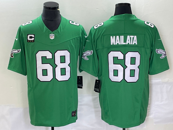 Men's Philadelphia Eagles #68 Jordan Mailata Green 2023 F.U.S.E. With C Patch Vapor Untouchable Stitched Football Jersey - Custom Name