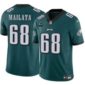 Men's Philadelphia Eagles #68 Jordan Mailata Green F.U.S.E With 1-Star C Patch Vapor Untouchable Limited Stitched Football Jersey - Custom Name