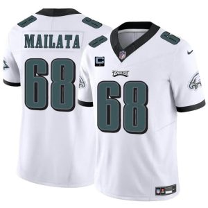 Men's Philadelphia Eagles #68 Jordan Mailata White F.U.S.E With 1-Star C Patch Vapor Untouchable Limited Stitched Football Jersey - Custom Name