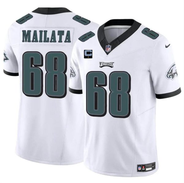 Men's Philadelphia Eagles #68 Jordan Mailata White F.U.S.E With 1-Star C Patch Vapor Untouchable Limited Stitched Football Jersey - Custom Name