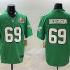 Men's Philadelphia Eagles #69 Landon Dickerson Green 2025 Super Bowl LIX Patch F.U.S.E. Throwback Vapor Untouchable Limited Stitched Football Jersey - Custom Name