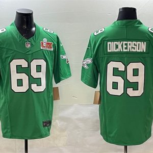 Men's Philadelphia Eagles #69 Landon Dickerson Green 2025 Super Bowl LIX Patch F.U.S.E. Throwback Vapor Untouchable Limited Stitched Football Jersey - Custom Name