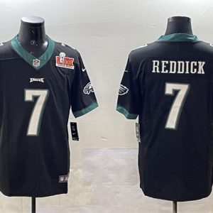 Men's Philadelphia Eagles #7 Haason Reddick Black 2025 Super Bowl LIX Patch Vapor Untouchable Limited Stitched Football Jersey - Custom Name