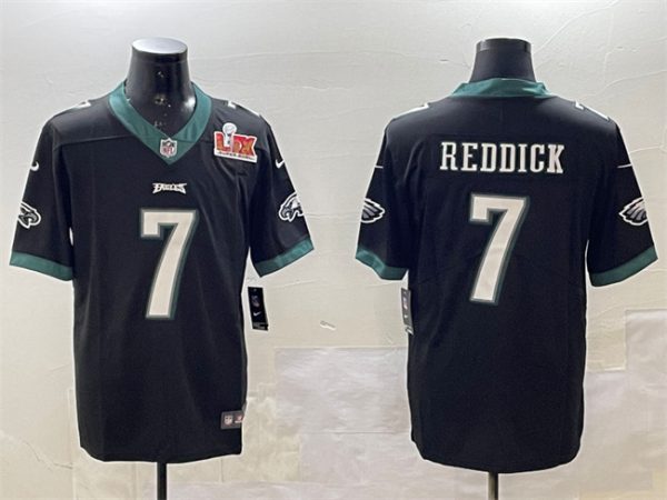 Men's Philadelphia Eagles #7 Haason Reddick Black 2025 Super Bowl LIX Patch Vapor Untouchable Limited Stitched Football Jersey - Custom Name
