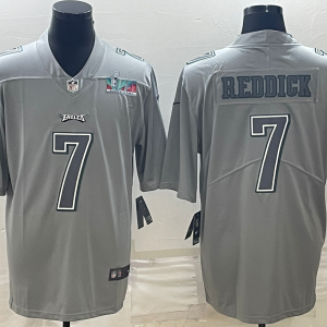 Men's Philadelphia Eagles #7 Haason Reddick Gray Super Bowl LVII Patch Atmosphere Fashion Stitched Jersey - Custom Name