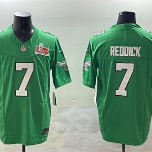 Men's Philadelphia Eagles #7 Haason Reddick Green 2025 Super Bowl LIX Patch F.U.S.E. Throwback Vapor Untouchable Limited Stitched Football Jersey - Custom Name
