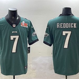 Men's Philadelphia Eagles #7 Haason Reddick Green 2025 Super Bowl LIX Patch Vapor Untouchable Limited Stitched Football Jersey - Custom Name