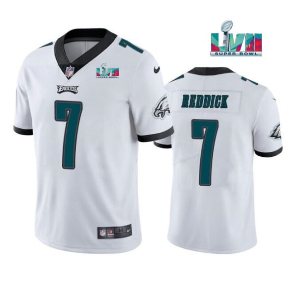 Men's Philadelphia Eagles #7 Haason Reddick White Super Bowl LVII Patch Vapor Untouchable Limited Stitched Jersey - Custom Name