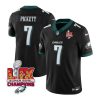 Men's Philadelphia Eagles #7 Kenny Pickett Black 2025 Eagles Logo Super Bowl LIX Patch New F.U.S.E. Vapor Limited Stitched Football Jersey - Custom Name