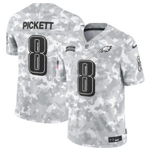 Men's Philadelphia Eagles #8 Kenny Pickett 2024 F.U.S.E Arctic Camo Salute to Service Limited Stitched Football Jersey - Custom Name