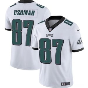 Men's Philadelphia Eagles #87 C.J. Uzomah White Vapor Untouchable Limited Stitched Football Jersey - Custom Name