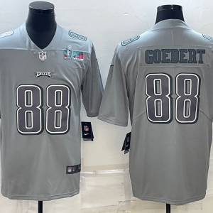 Men's Philadelphia Eagles #88 Dallas Goedert Gray Super Bowl LVII Patch Atmosphere Fashion Stitched Jersey - Custom Name