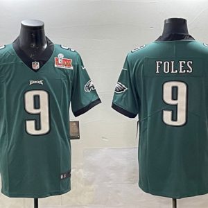 Men's Philadelphia Eagles #9 Nick Foles Green 2025 Super Bowl LIX Patch Vapor Untouchable Limited Stitched Football Jersey - Custom Name