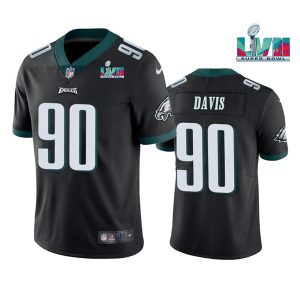 Men's Philadelphia Eagles #90 Jordan Davis Black Super Bowl LVII Vapor Untouchable Limited Stitched Jersey - Custom Name