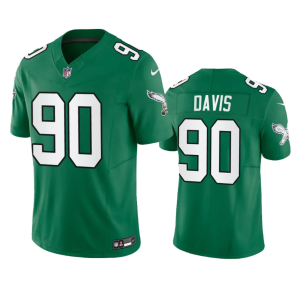 Men's Philadelphia Eagles #90 Jordan Davis Green 2023 F.U.S.E. Vapor Untouchable Stitched Football Jersey - Custom Name