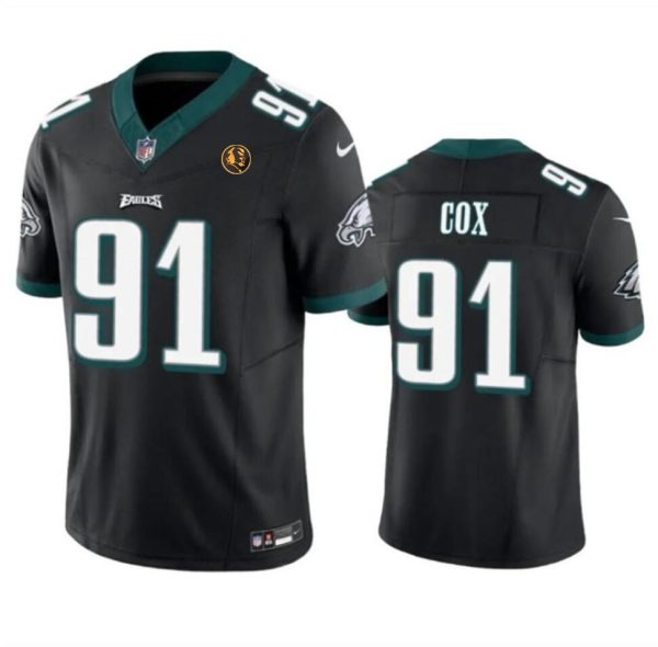 Men's Philadelphia Eagles #91 Fletcher Cox Black 2023 F.U.S.E. With John Madden Patch Vapor Limited Stitched Football Jersey - Custom Name