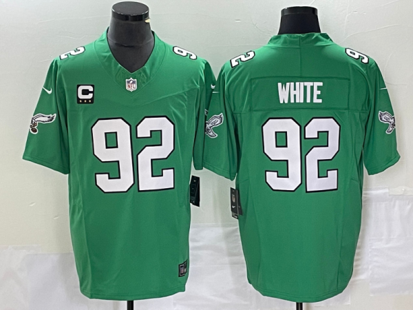 Men's Philadelphia Eagles #92 Reggie White Green 2023 F.U.S.E. With C Patch Vapor Untouchable Stitched Football Jersey - Custom Name