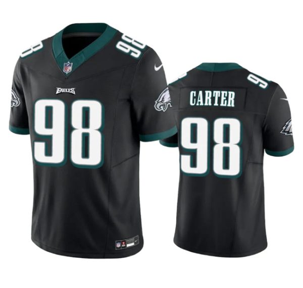 Men's Philadelphia Eagles #98 Jalen Carter Black 2023 F.U.S.E. Vapor Untouchable Limited Stitched Football Jersey - Custom Name